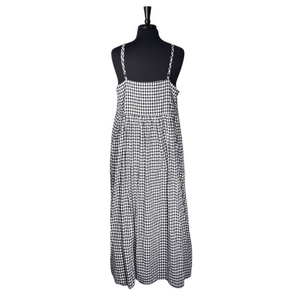 ModCloth Women’s 2X Navy Check Maxi Dress Cotton Button Front Sleeveless Casual - Picture 2 of 9